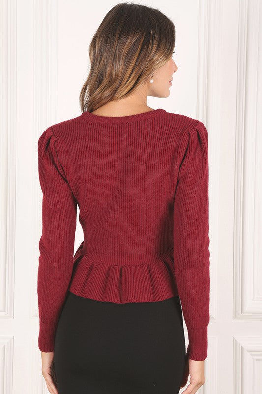 Peplum Long Sleeve Sweater Top