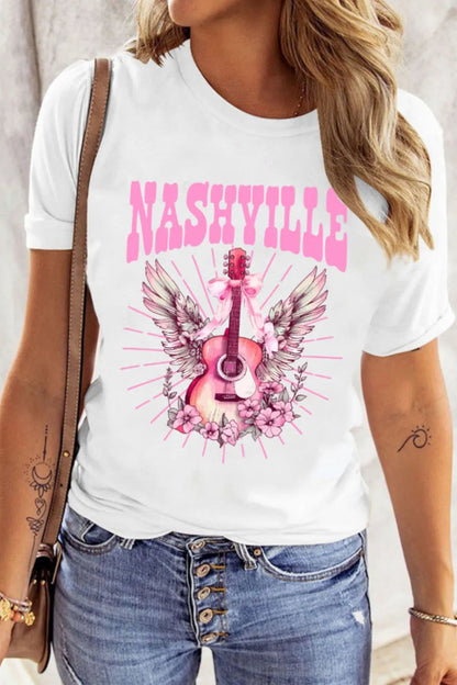 Graphic Round Neck Short Sleeve T-Shirt  DAME BOHEME