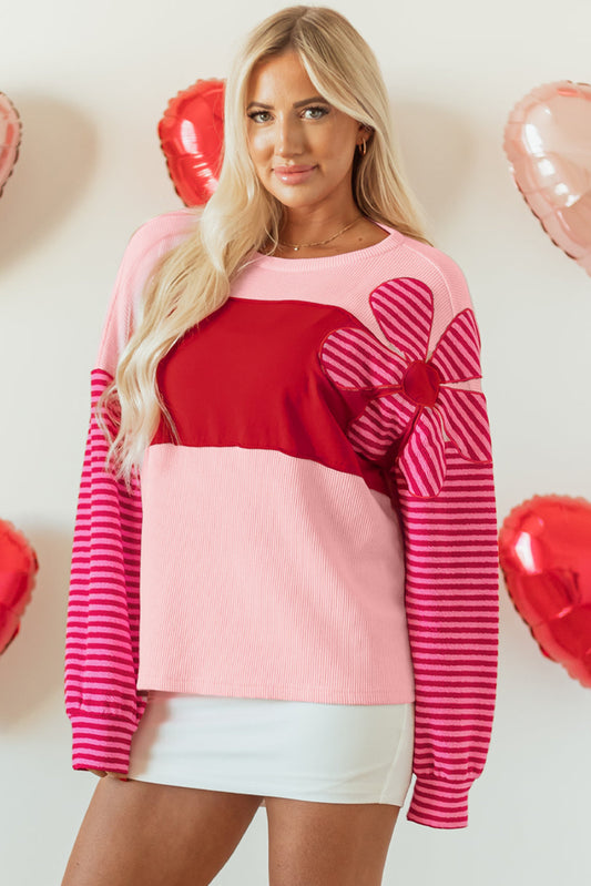 Emi Striped Sleeve Textured Top  DAME BOHEME