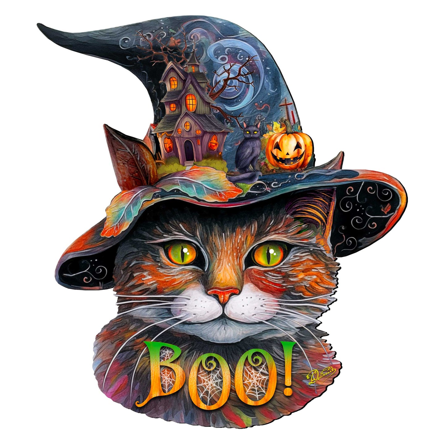Halloween Cat in a Hat Holiday Door Decor by G. DeBrekht - Halloween Decor - 8652792H  DAME BOHEME