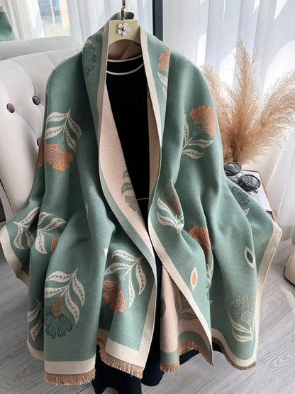 Printed Raw Hem Shawl  DAME BOHEME