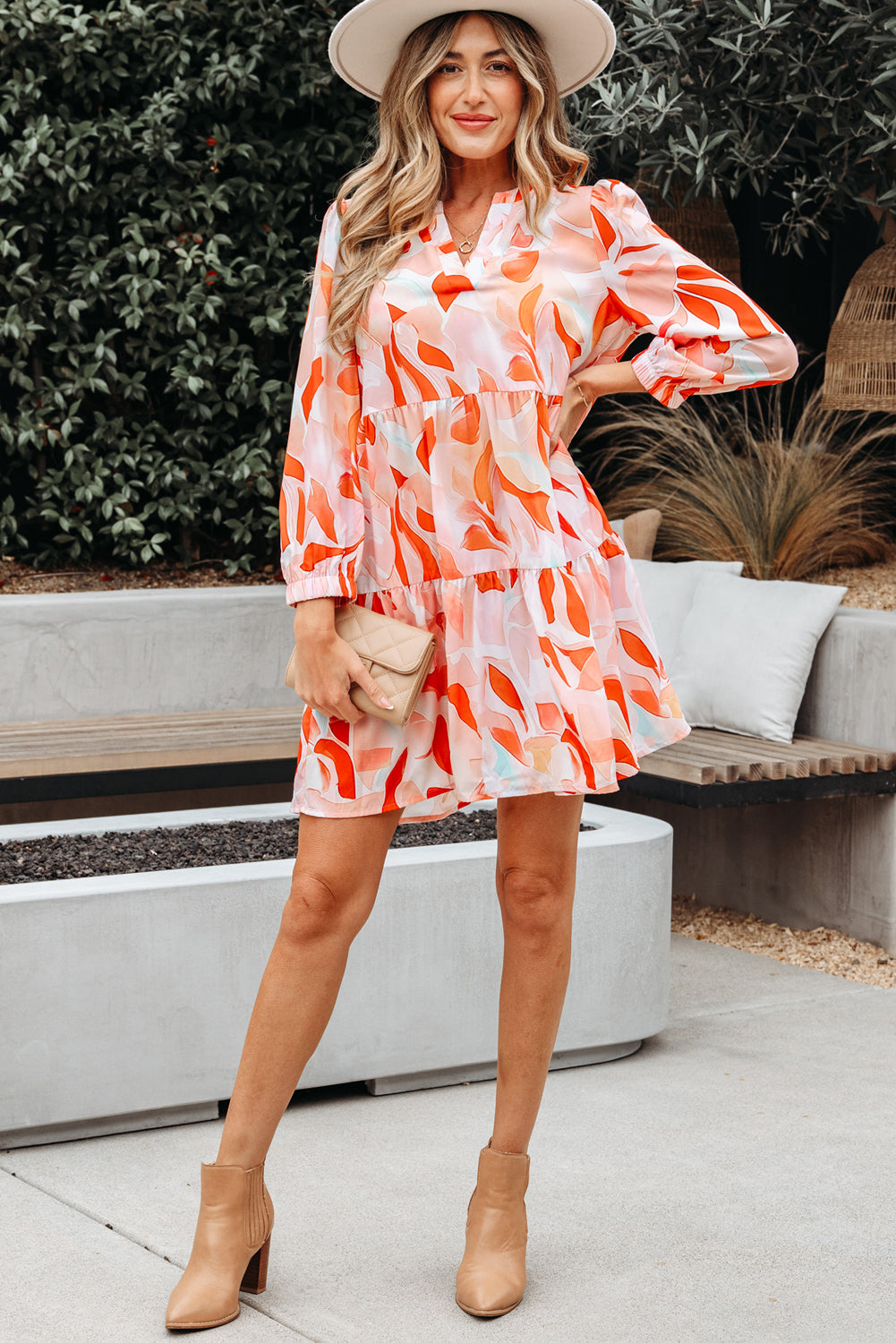 Sierra Print Long Sleeve Floral Bohemian Dress  DAME BOHEME
