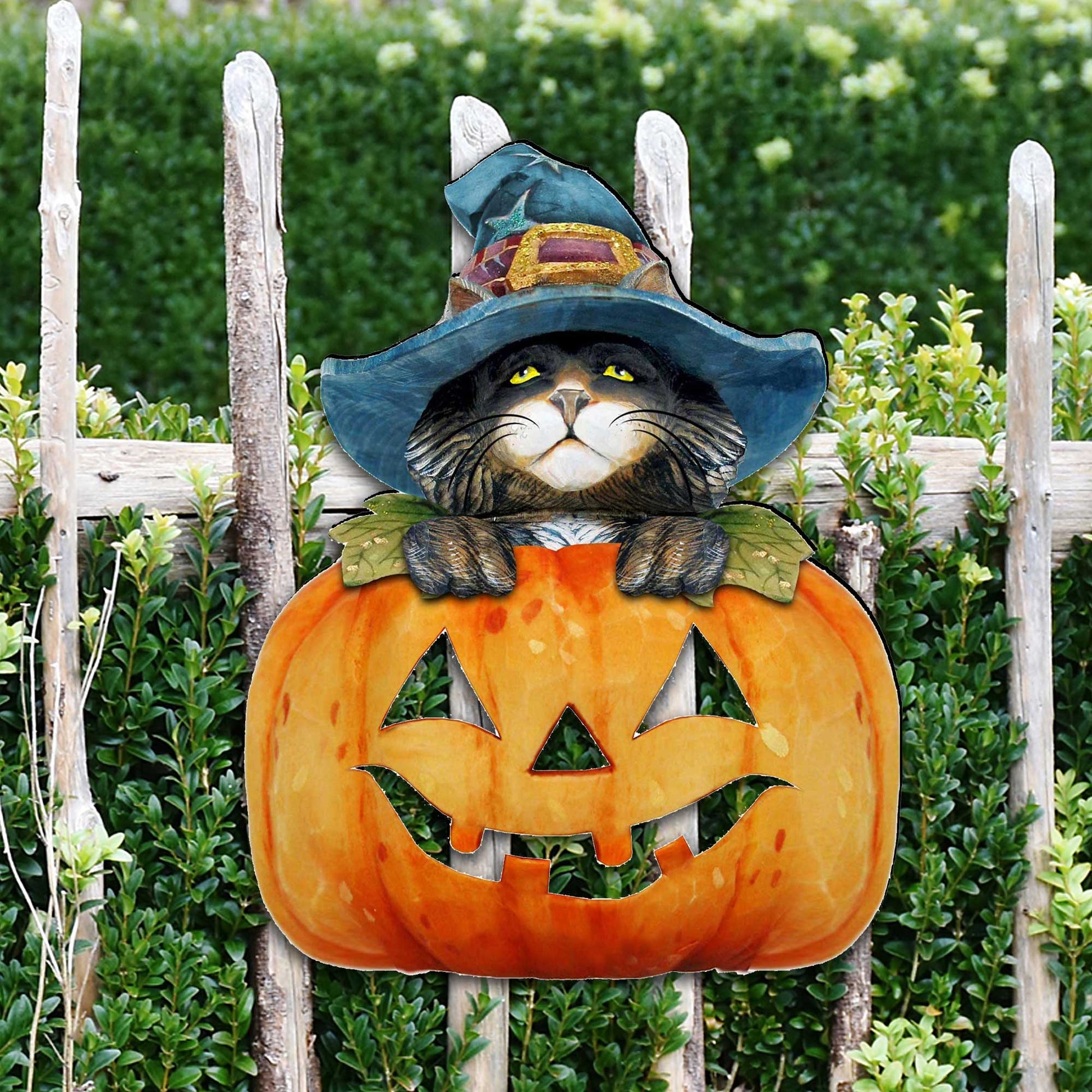 Black Cat pumpkin Halloween Door Decor by G. DeBrekht - Thanksgiving Halloween Decor - 8158416H  DAME BOHEME