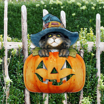 Black Cat pumpkin Halloween Door Decor by G. DeBrekht - Thanksgiving Halloween Decor - 8158416H  DAME BOHEME