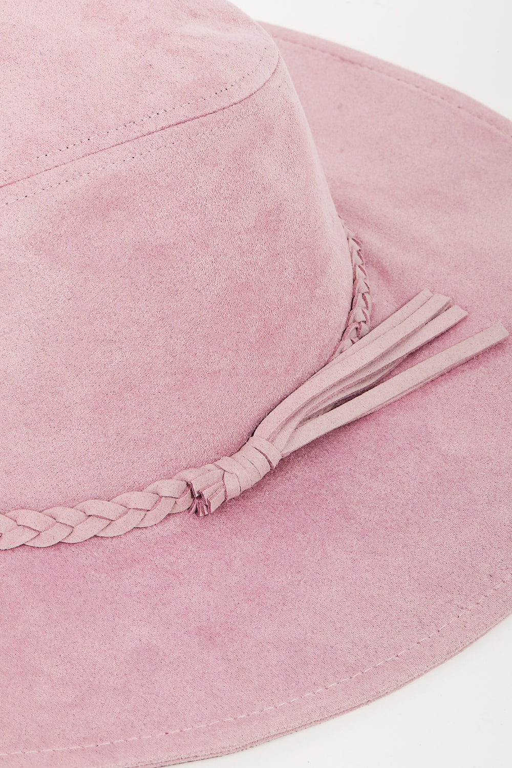 Fame Braided Pink Faux Suede Wide Brim Hat Trendsi