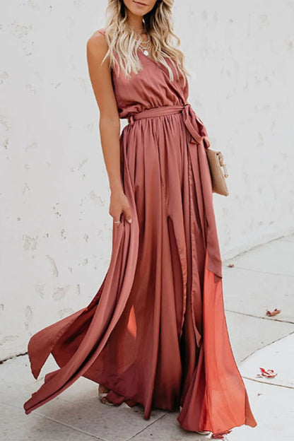 Surplice Tie Waist Maxi Dress Trendsi