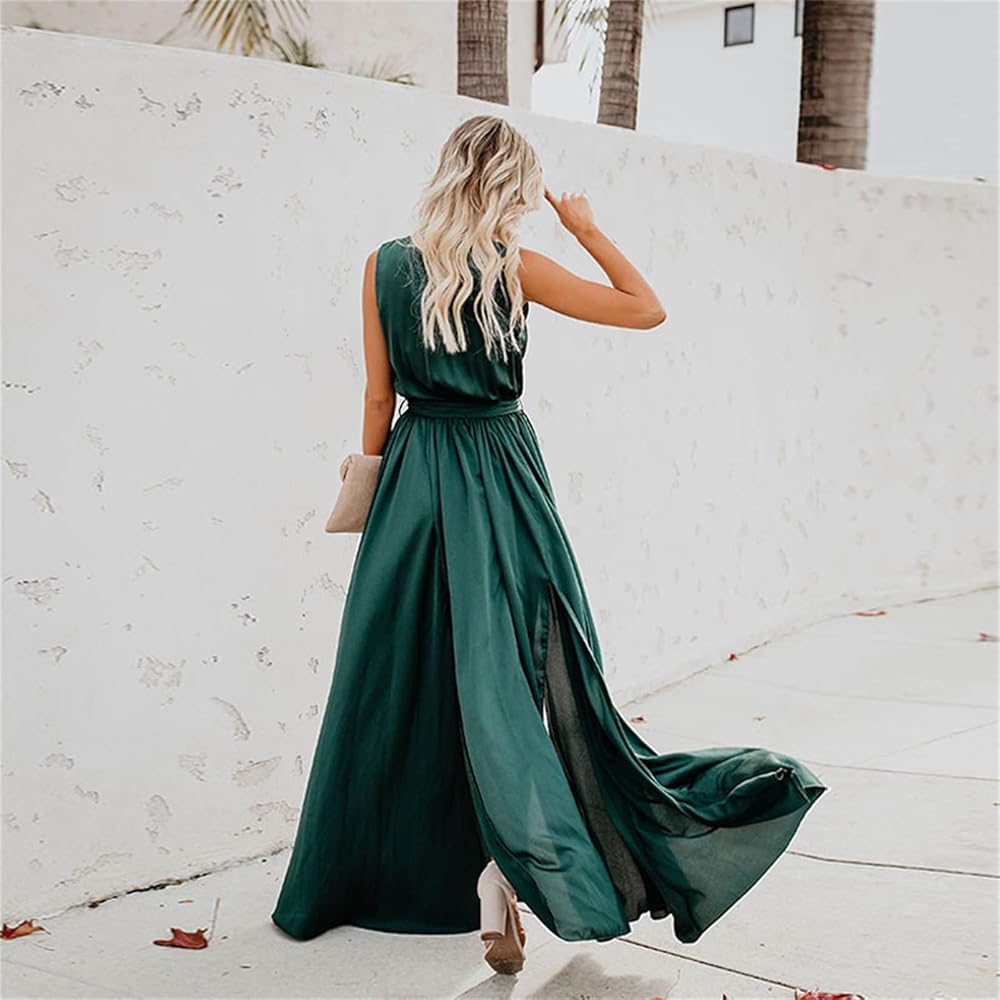 Surplice Tie Waist Maxi Dress Trendsi