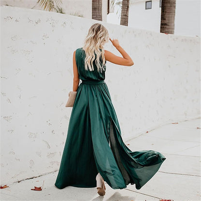 Surplice Tie Waist Maxi Dress Trendsi