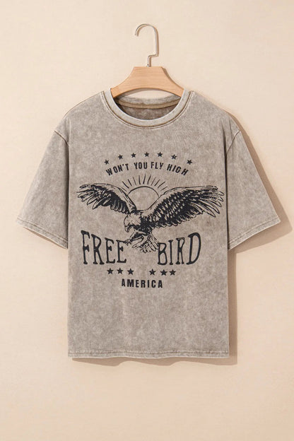 AMERICA FREE BIRD Vintage Graphic Mineral Washed Tee Simply Love