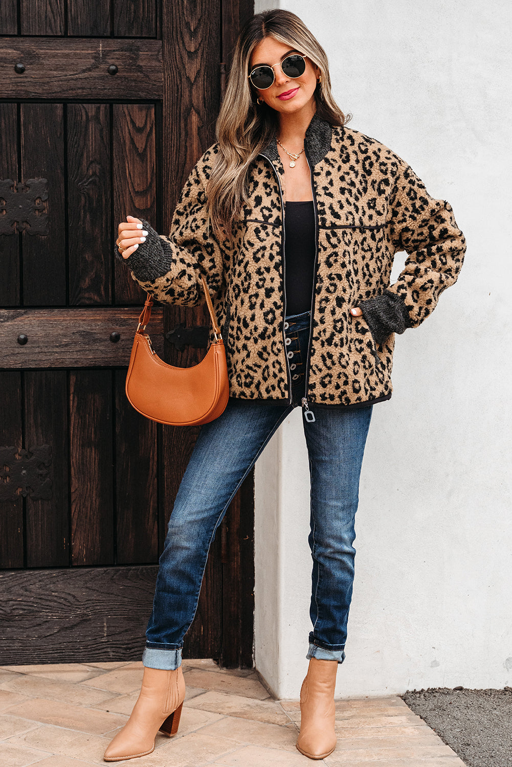 Sloane Leopard Zip Up Pocket Jacket  DAME BOHEME