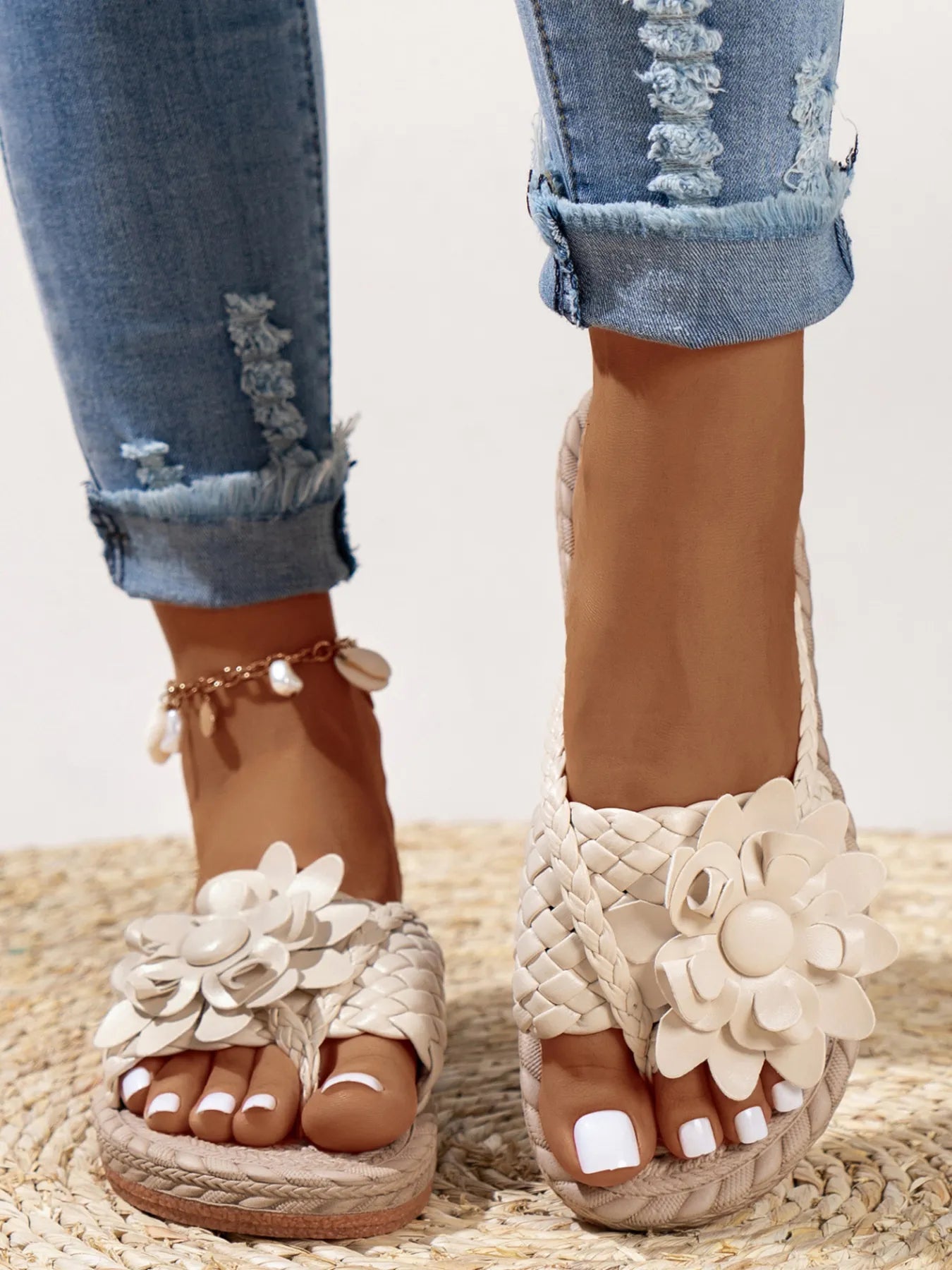 Floral Embellished Comfort Slide Sandals Trendsi