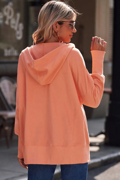 Double Take Quarter-Snap Dropped Shoulder Hoodie Trendsi
