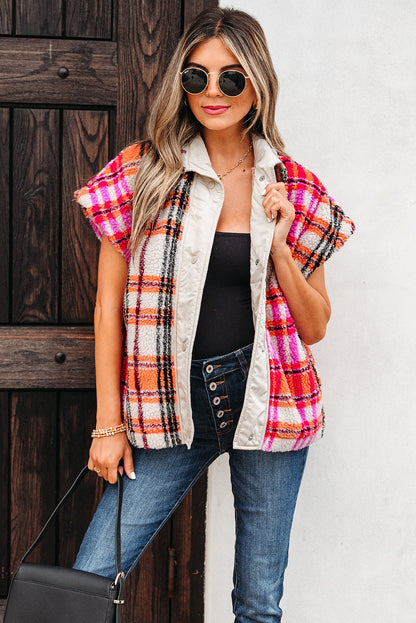 Molly Sherpa Plaid Jacket Vest  DAME BOHEME