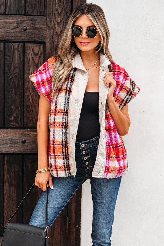 Molly Sherpa Plaid Jacket Vest  DAME BOHEME