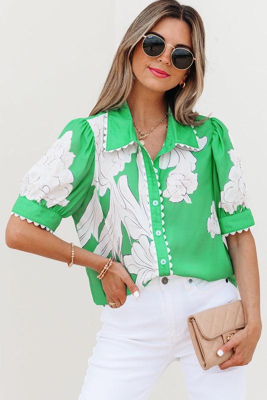 Celina Floral Ric Rac Edge Sleeve Blouse  DAME BOHEME