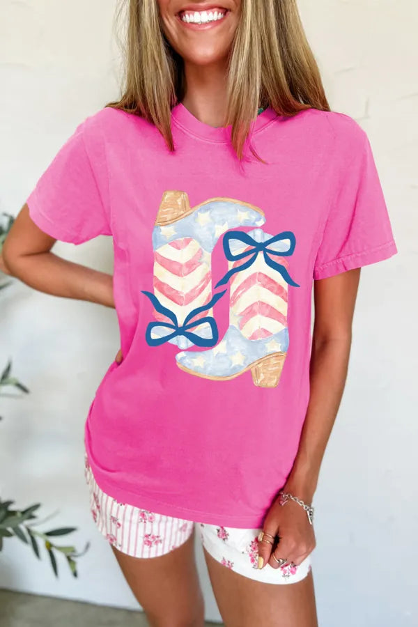Graphic Round Neck Short Sleeve T-Shirt  DAME BOHEME