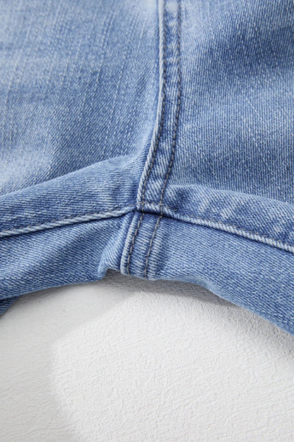 Mineral Wash Raw Hem High Waist Flared Jeans  DAME BOHEME