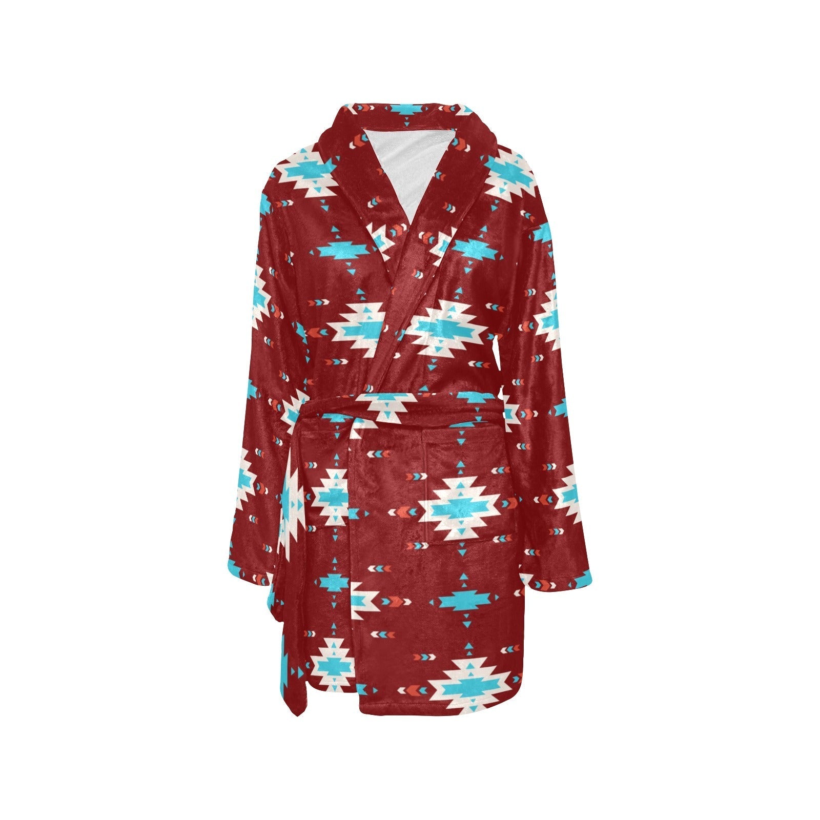 Burgundy Aztec Women's Western Bath Robe  DAME BOHEME