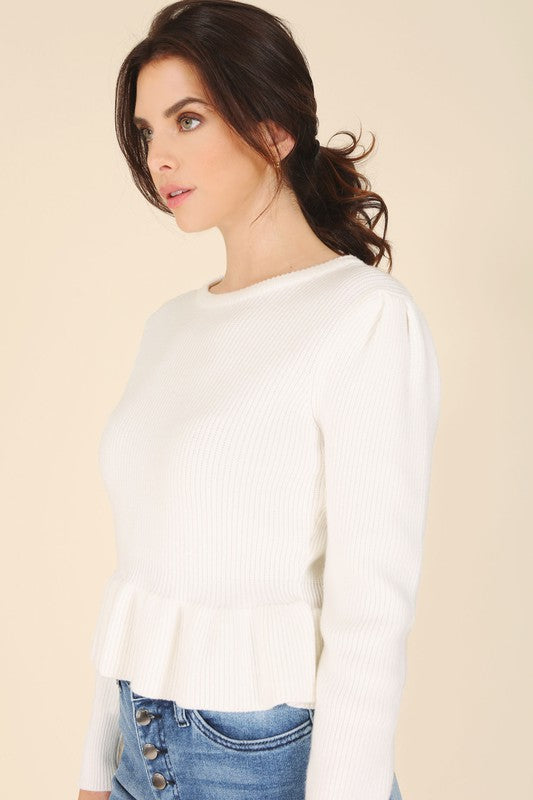 Peplum Long Sleeve Sweater Top