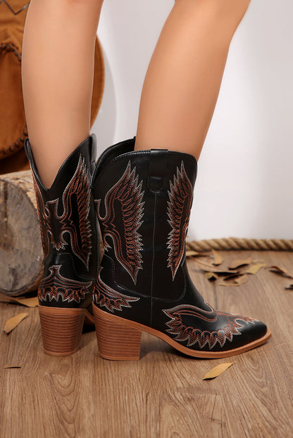 Mackenzie Western Eagle Embroidered Faux Leather Boots  DAME BOHEME