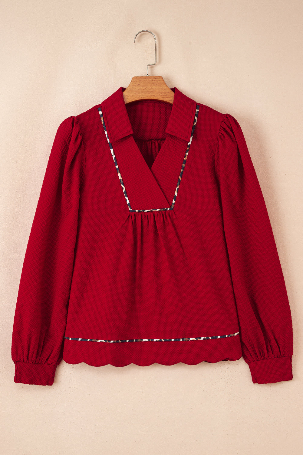 Alma Contrasted Trim Textured Blouse  DAME BOHEME