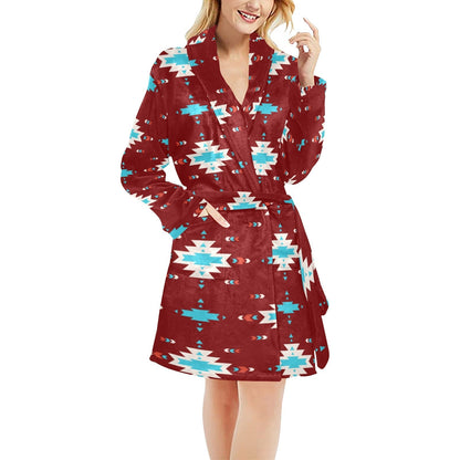 Burgundy Aztec Women's Western Bath Robe  DAME BOHEME
