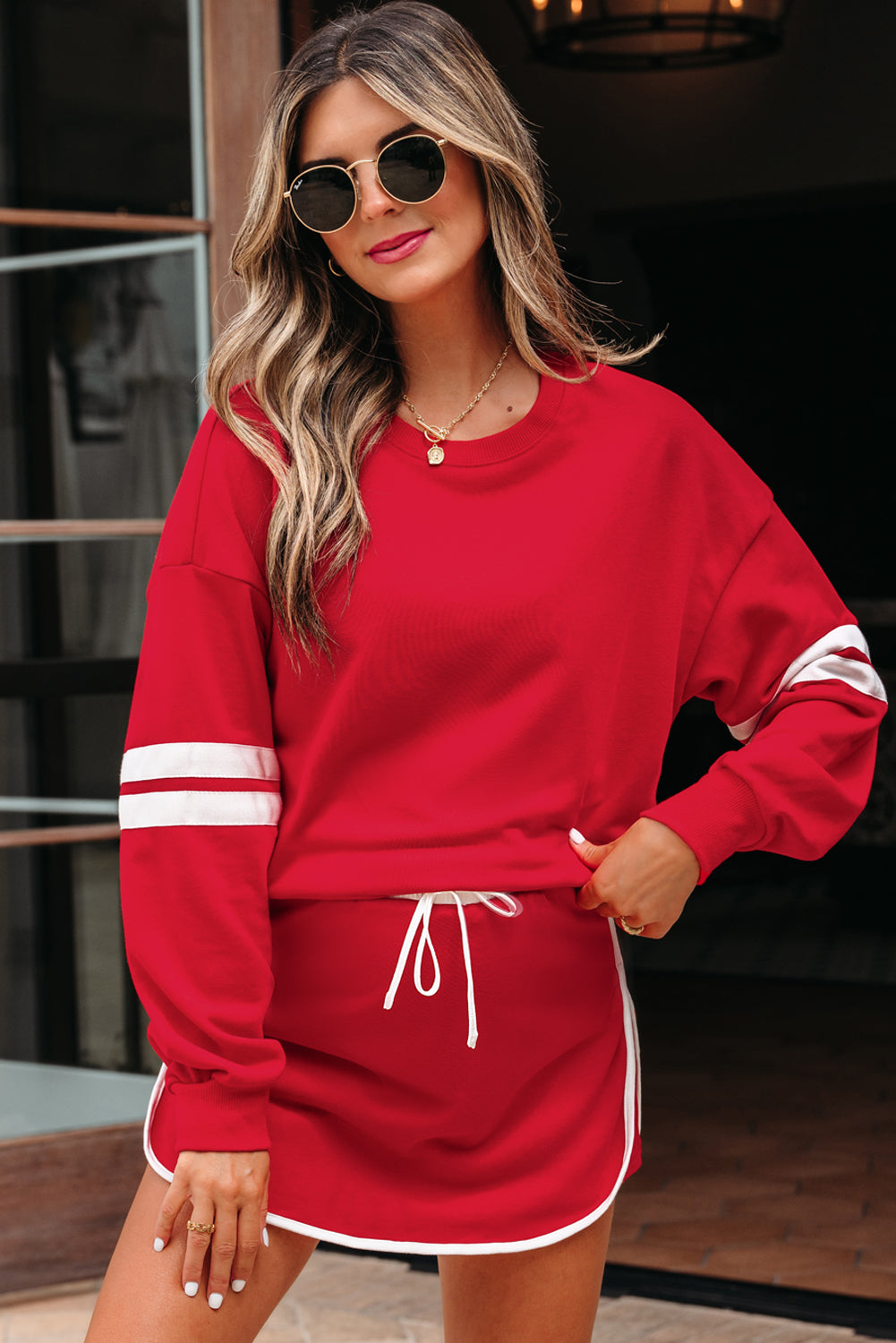 Sophia Varsity Sportwear Casual 2 Piece Skirt Outfit Set  DAME BOHEME