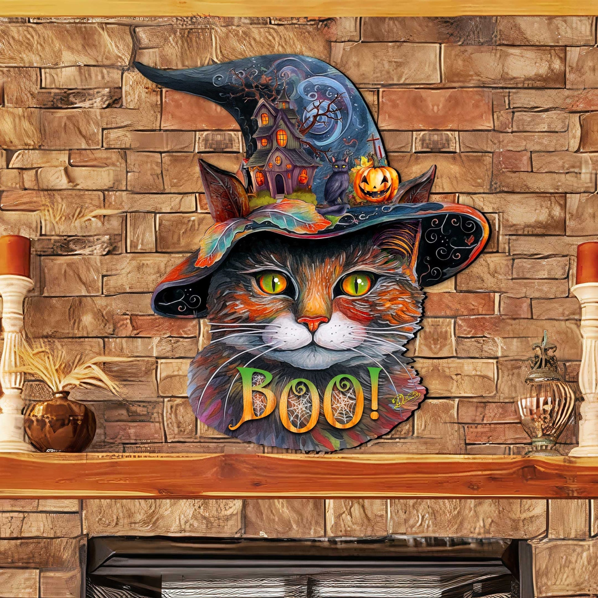 Halloween Cat in a Hat Holiday Door Decor by G. DeBrekht - Halloween Decor - 8652792H  DAME BOHEME
