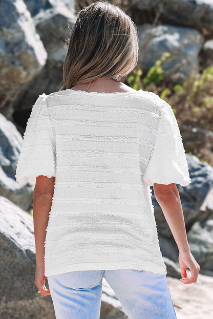Luella Frilled Lace Trim Bubble Sleeve Blouse  DAME BOHEME