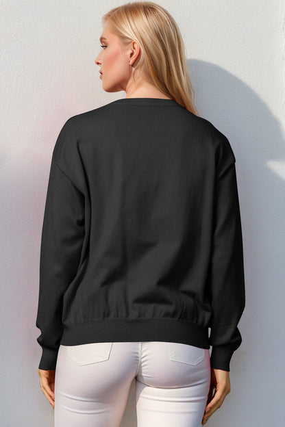 Double Take Full Size Nutcracker Sequin Long Sleeve Sweater  DAME BOHEME