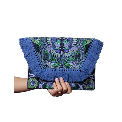 Embroidered Multi Tassel Envelope Clutch Bag - Thailand  DAME BOHEME