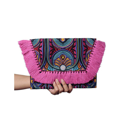 Embroidered Multi Tassel Envelope Clutch Bag - Thailand  DAME BOHEME