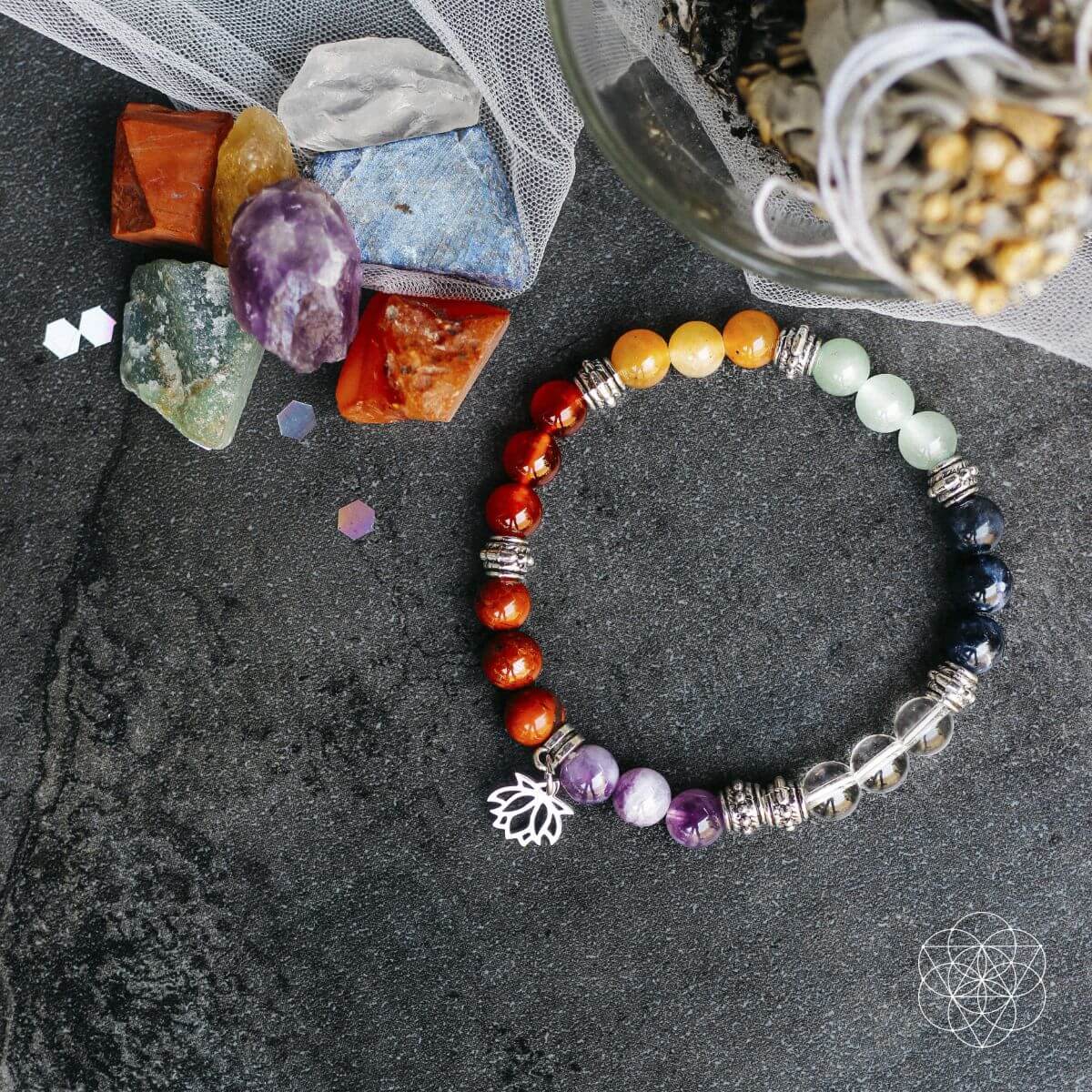 7 Chakra Bracelet and Stones Set  DAME BOHEME