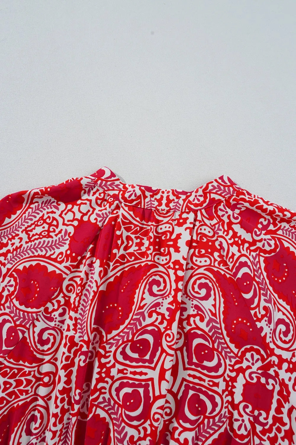 Paisley Print Side Slit Puff Sleeve High Waist Maxi Dress  DAME BOHEME
