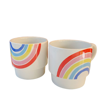 70s Rainbow Stacking Mug Set of 2  DAME BOHEME