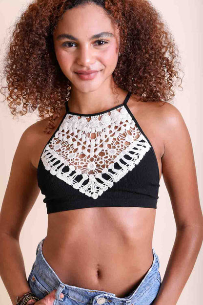 Crochet Lace High Neck Bralette Leto Accessories