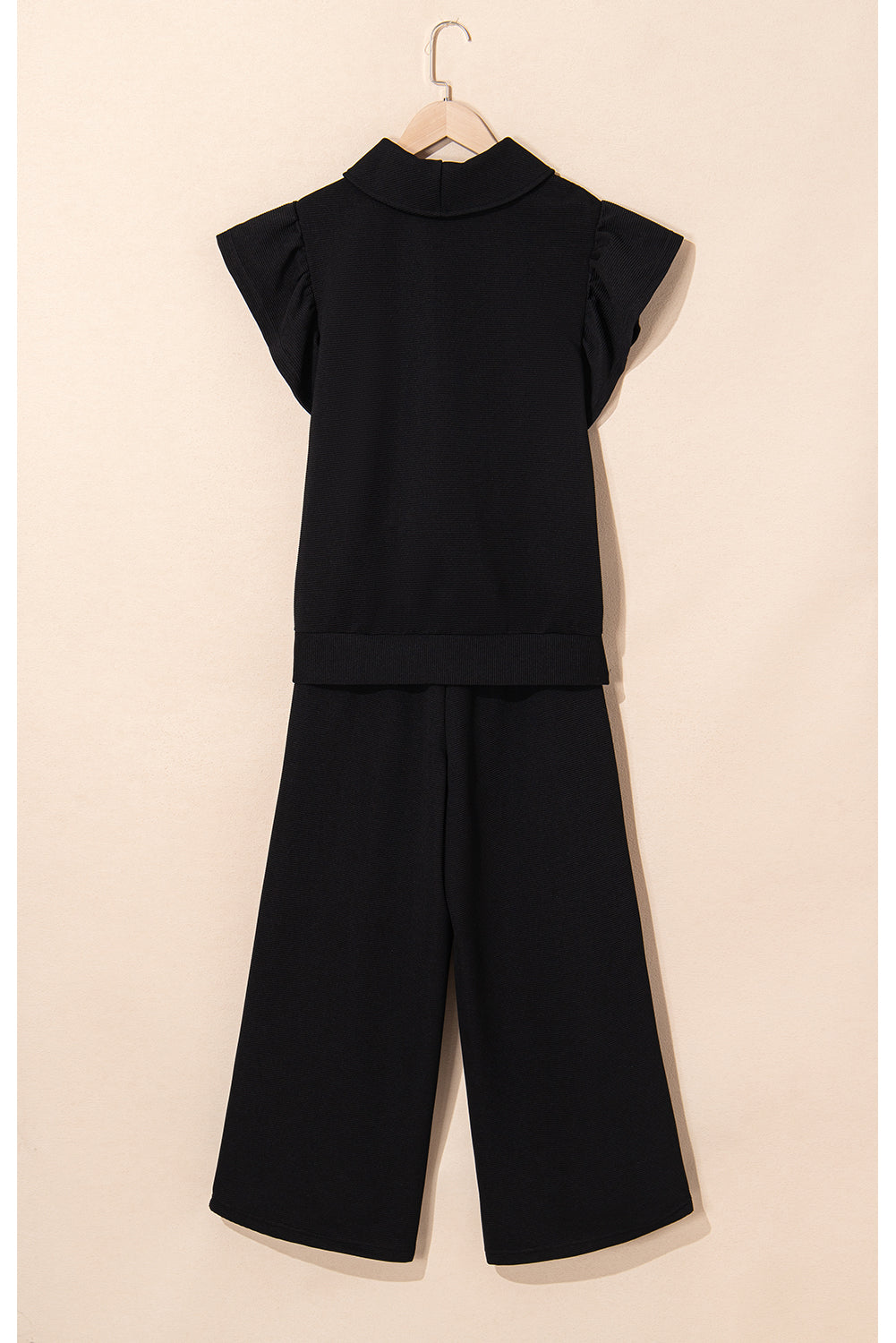 Kallie Ruffled Sleeve Zipped Top and Wide Leg Pants Set  DAME BOHEME