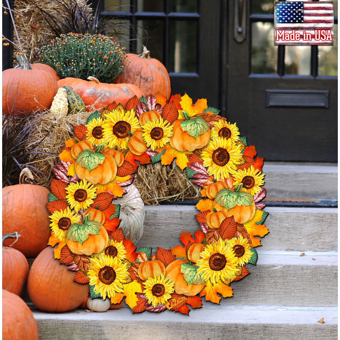 Fall Holiday Door Wreath by G. DeBrekht - Thanksgiving Halloween Decor - 8185305H  DAME BOHEME