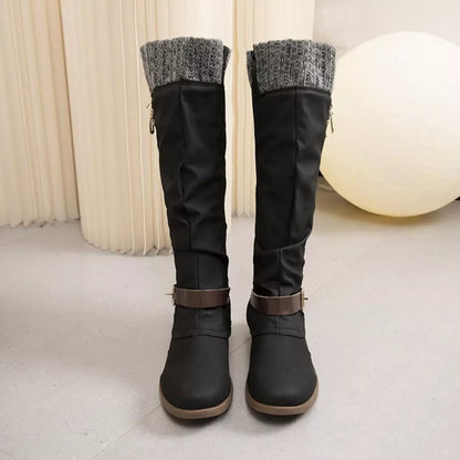 Knee High Slouch Boots with Knit Cuff  DAME BOHEME