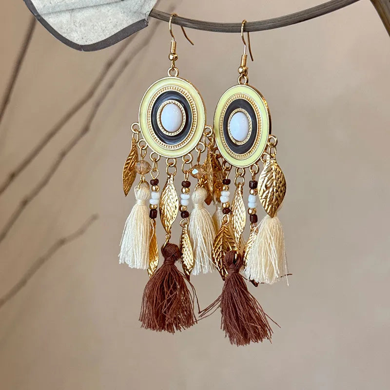 Alloy Rice Bead Dangle Earrings Trendsi
