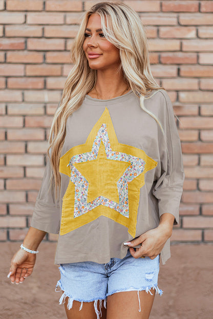 Naomi Floral Starbust Exposed Seam Mineral Wash Top  DAME BOHEME