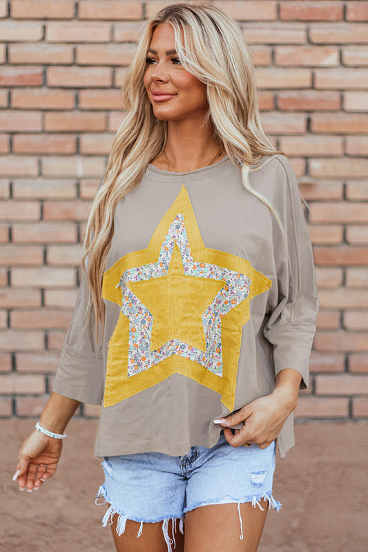 Naomi Floral Starbust Exposed Seam Mineral Wash Top  DAME BOHEME