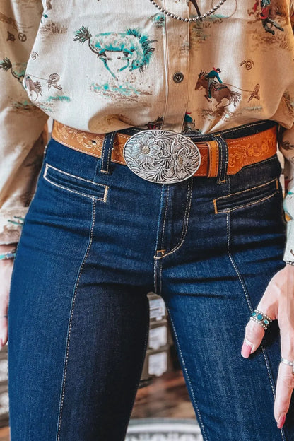 Center Seam Deep Wash Straight Jeans  DAME BOHEME