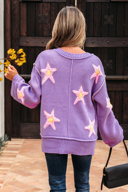 Aubrey Brushed Star Oversize Sweater  DAME BOHEME