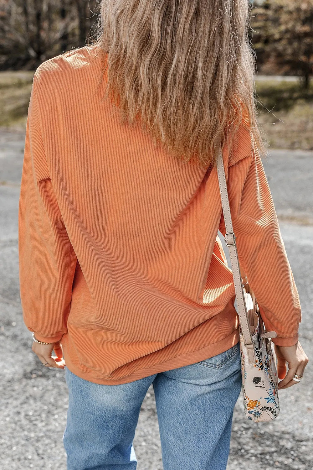 Sequin Pumpkin Round Neck Long Sleeve Sweatshirt  DAME BOHEME