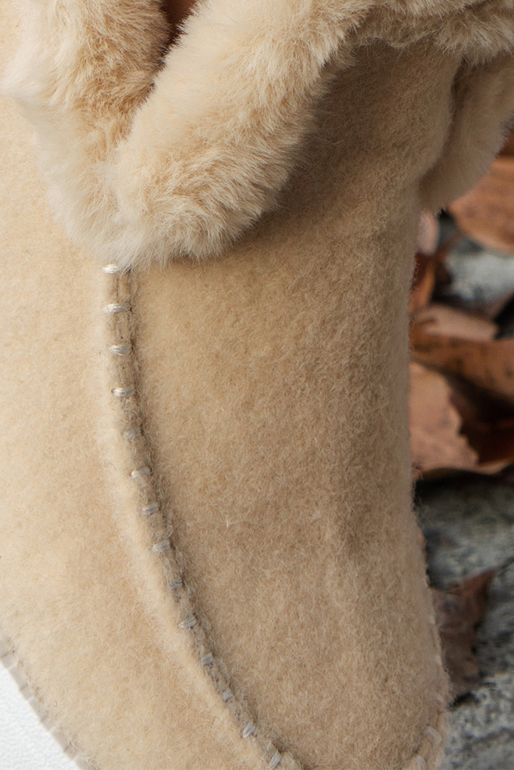 Beige Suede Stitching Patchwork Plush Lined Anklet Boots  DAME BOHEME