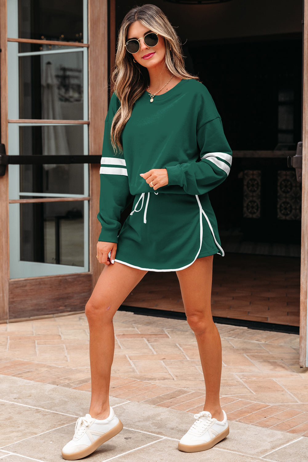Sophia Varsity Sportwear Casual 2 Piece Skirt Outfit Set  DAME BOHEME