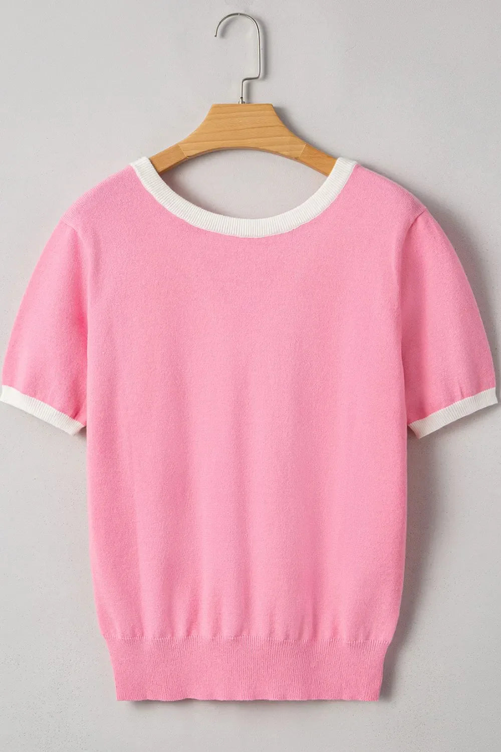 Bow Back Round Neck Short Sleeve Knit Top  DAME BOHEME