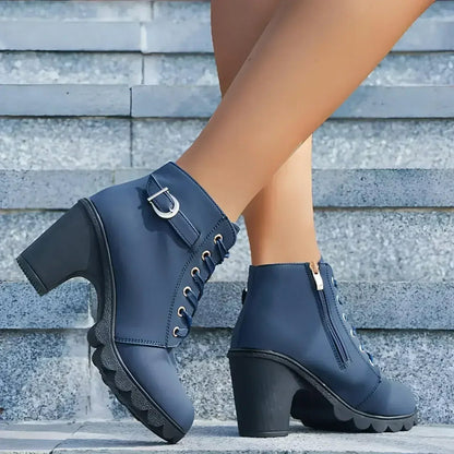 Leopard Print Ankle Boots - Chunky Heel Winter Shoes  DAME BOHEME