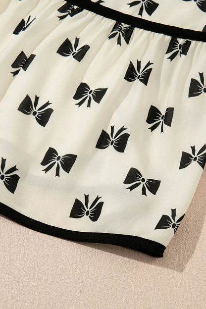 Bow Knot Color Contrast Trim Tied Straps Mini Dress Simply Love